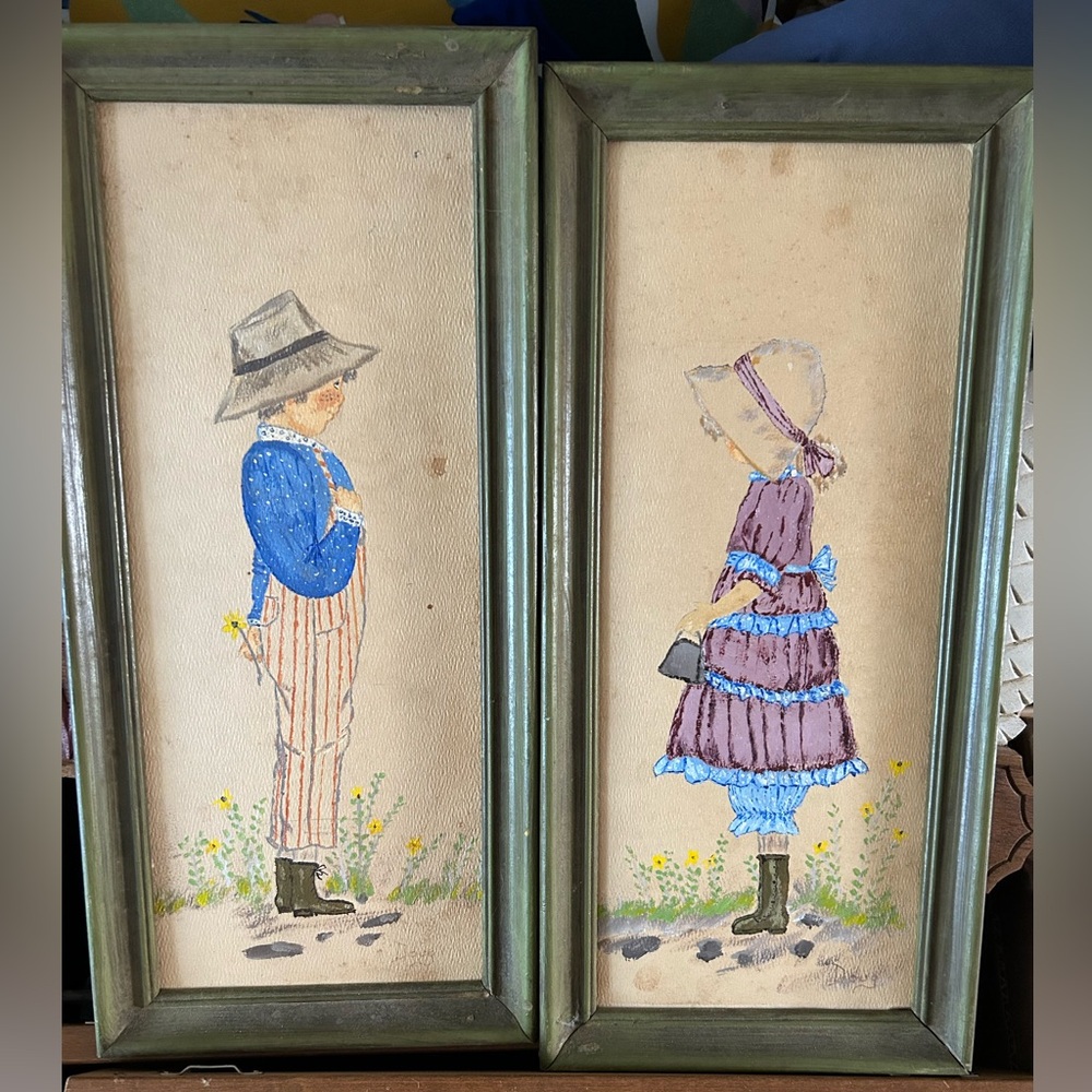 Vintage hand drawn/painted Framed Art